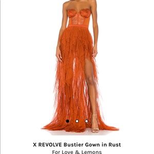 Size S For Love and Lemons X REVOLVE Gown in Rust